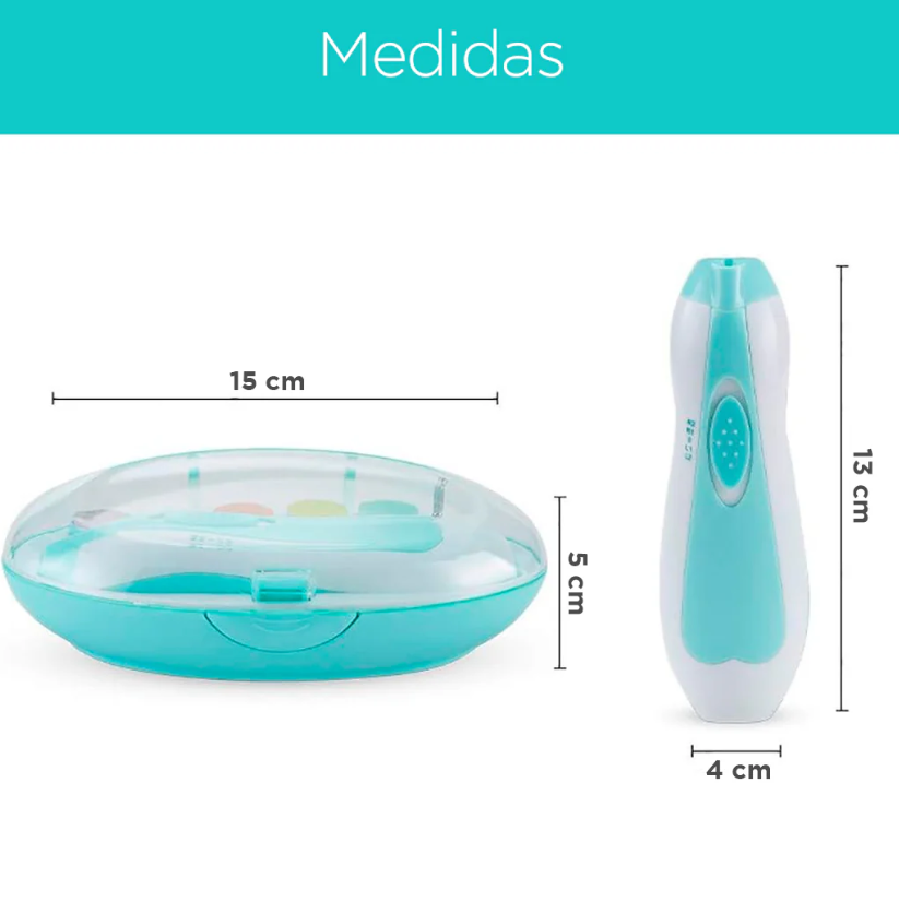 Kit cortaúñas eléctrico, lima eléctrica para bebés con cabezales intercambiables y velocidad ajustable