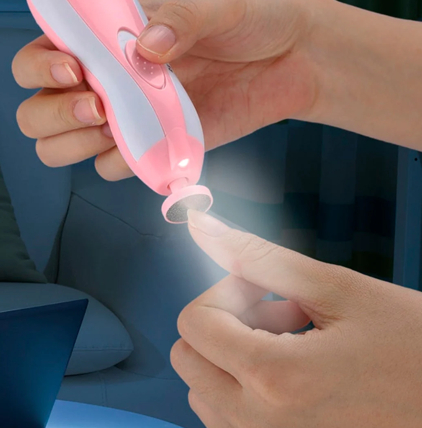 Kit cortaúñas eléctrico, lima eléctrica para bebés con cabezales intercambiables y velocidad ajustable