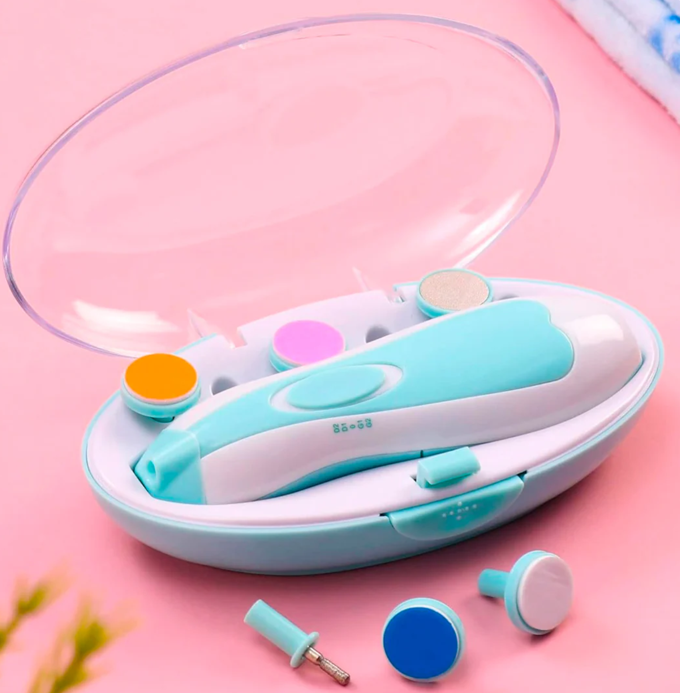 Kit cortaúñas eléctrico, lima eléctrica para bebés con cabezales intercambiables y velocidad ajustable