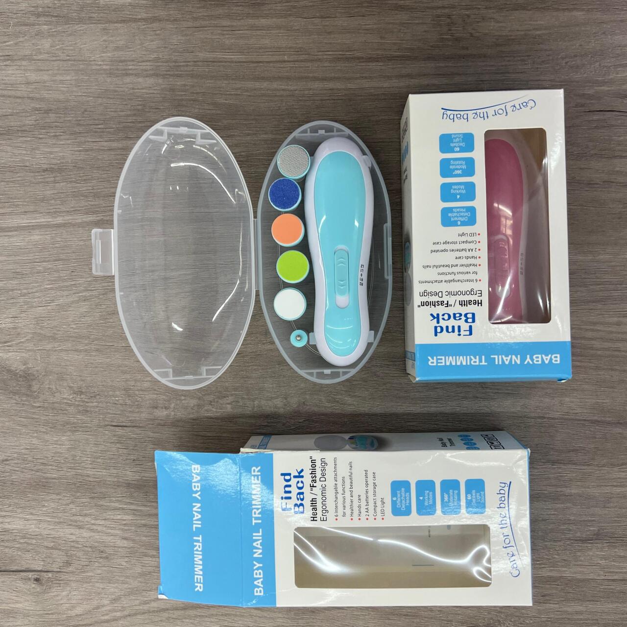 Kit cortaúñas eléctrico, lima eléctrica para bebés con cabezales intercambiables y velocidad ajustable